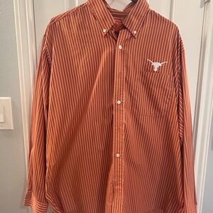 Men's Burnt Orange Striped Button-Down Shirt - Texas Longhorns